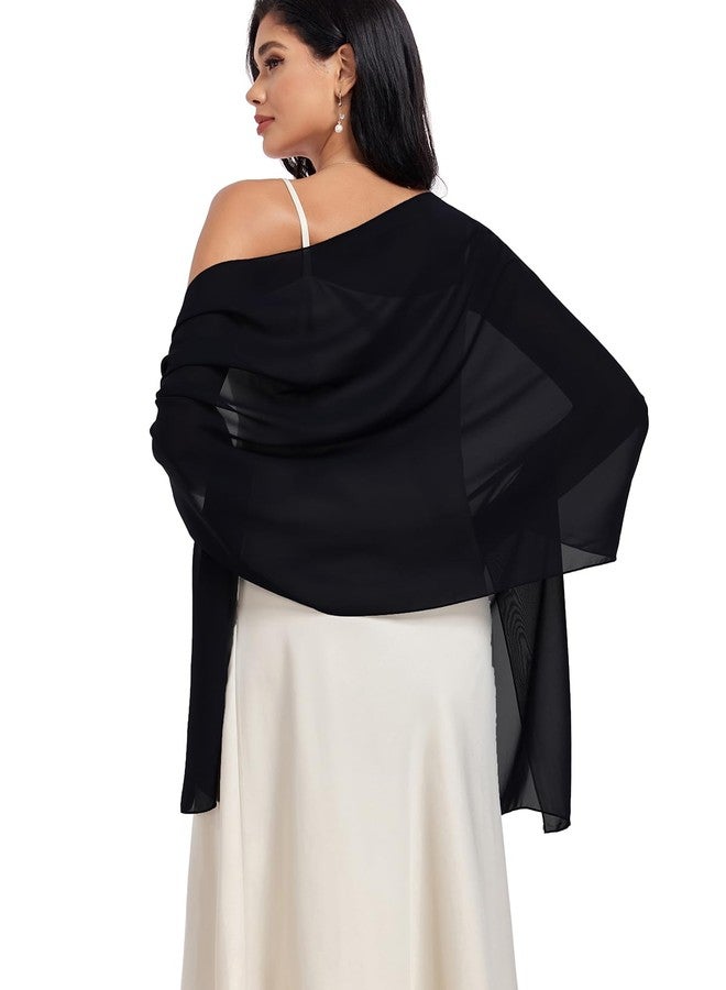 Vickorpen Shawls and Wraps Soft Chiffon Scarve Scarf For Evening Party Dresses Wedding Stole(Black1,one size) - Image 2